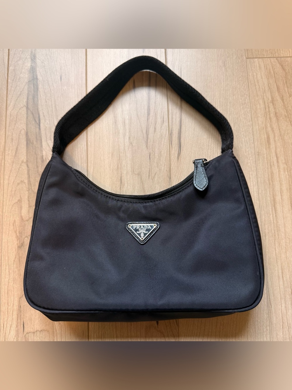 “Prada” Black Nylon Shoulder Bag
